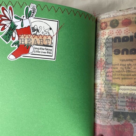 Christmas Junk Journal  With Charm u Washi  Fabric Wrap Tons Ephemera Handmade C - Picture 12 of 16